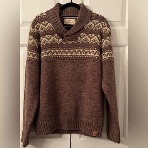 EUC Weatherproof Vintage Shawl Neck Sweater in Brown and Cream
